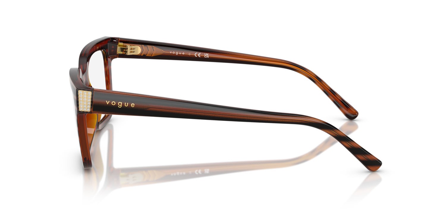 Eyeglasses Vogue VO 5611B (2571) color striped brown havana shape square lenses lente demo