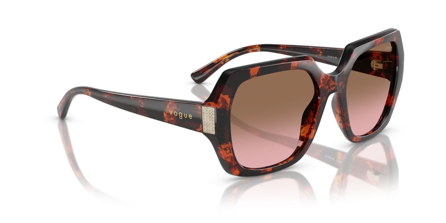 Sunglasses Vogue VO 5612SB (318014) color havana rosso shape irregular lenses rosa sfumato marrone