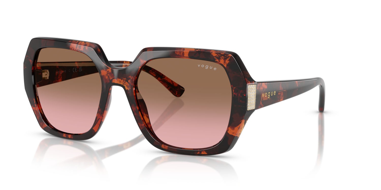 Sunglasses Vogue VO 5612SB (318014) color havana rosso shape irregular lenses rosa sfumato marrone