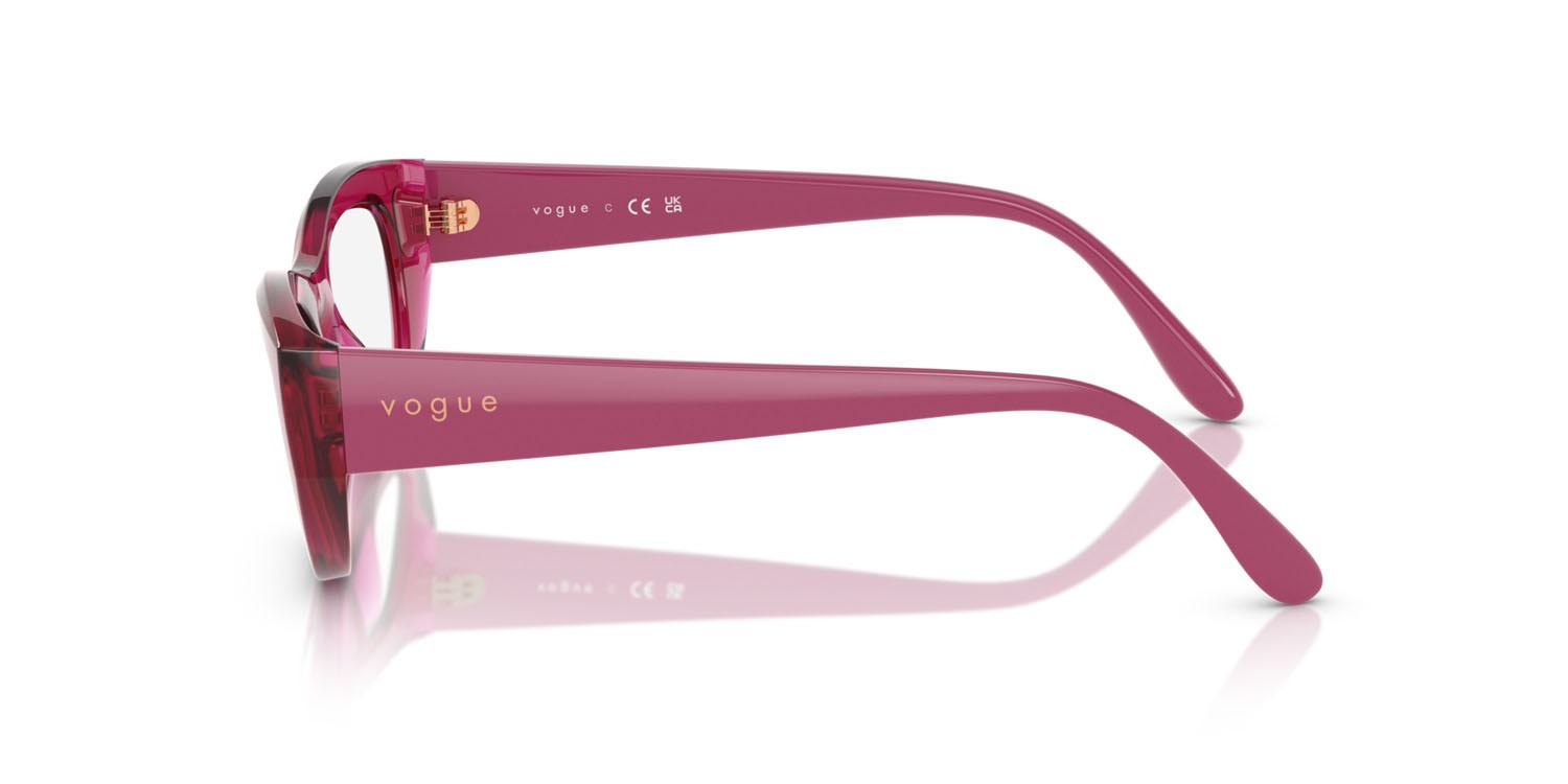 Eyeglasses Vogue VO 5615 (2987) color fucsia trasparente shape cat eye lenses lente demo