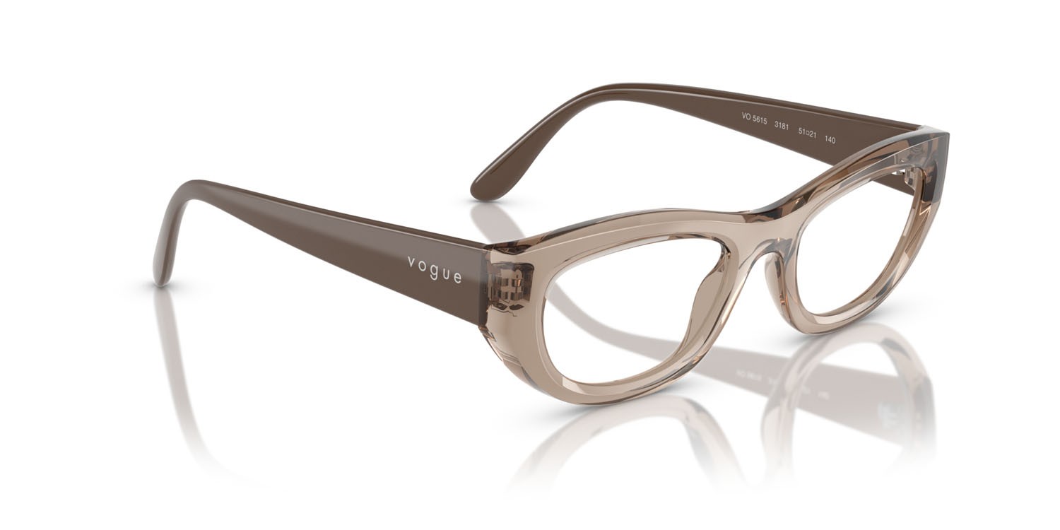 Eyeglasses Vogue VO 5615 (3181) color marrone chiaro trasparente shape cat eye lenses lente demo