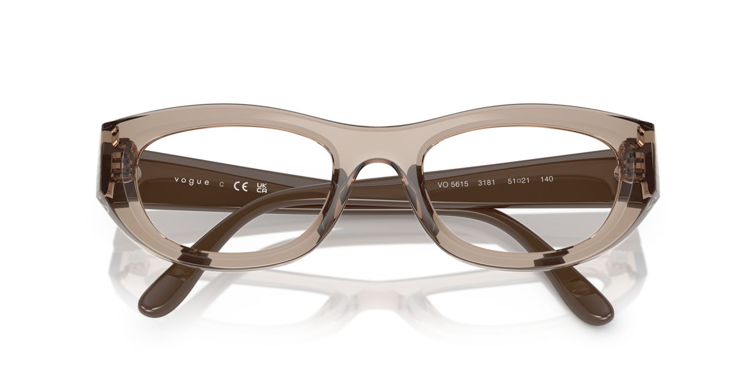 Eyeglasses Vogue VO 5615 (3181) color marrone chiaro trasparente shape cat eye lenses lente demo