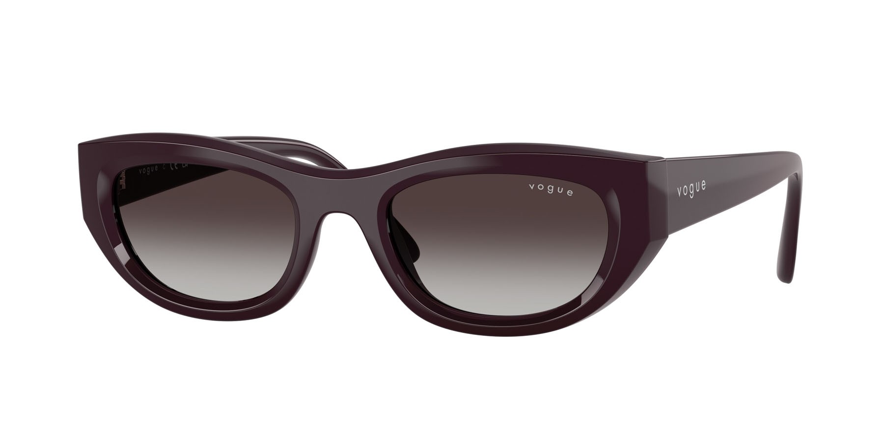 Sunglasses Vogue VO 5616S (24268G) color bordeaux full shape cat eye lenses sfumato grigio