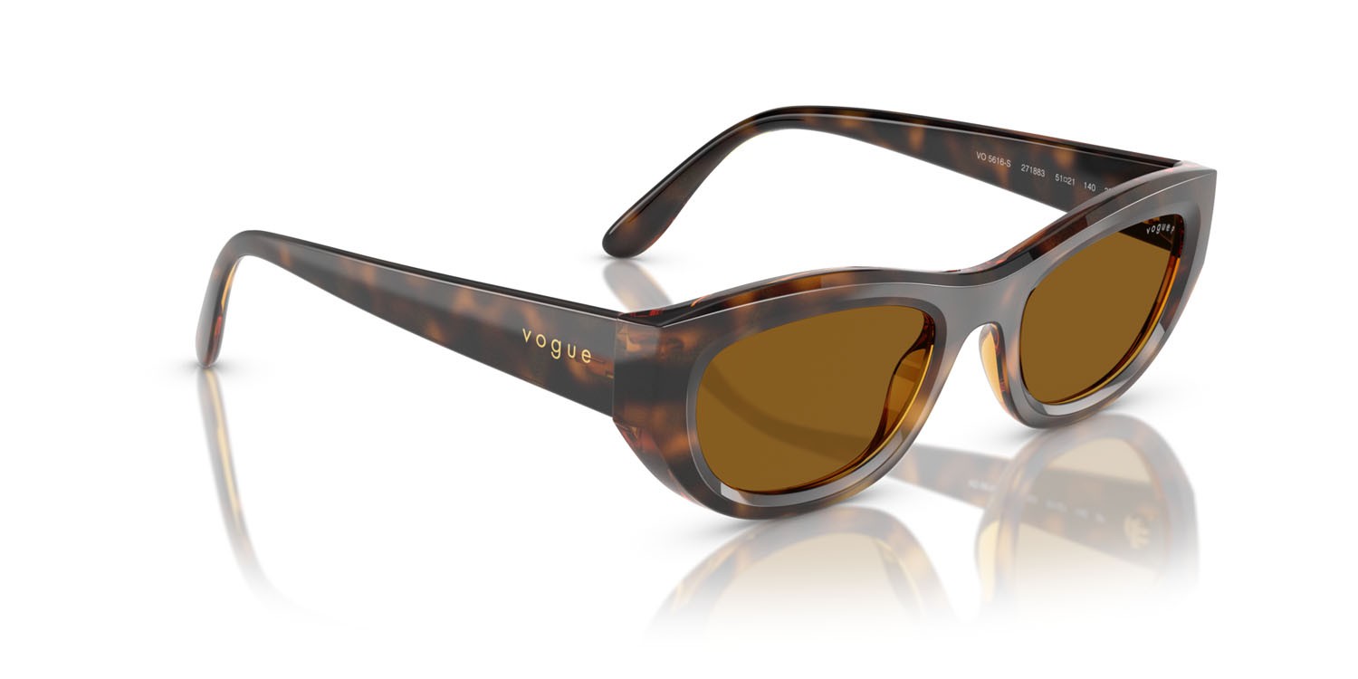 Sunglasses Vogue VO 5616S (271883) color havana scuro totale shape cat eye lenses polar marrone scuro