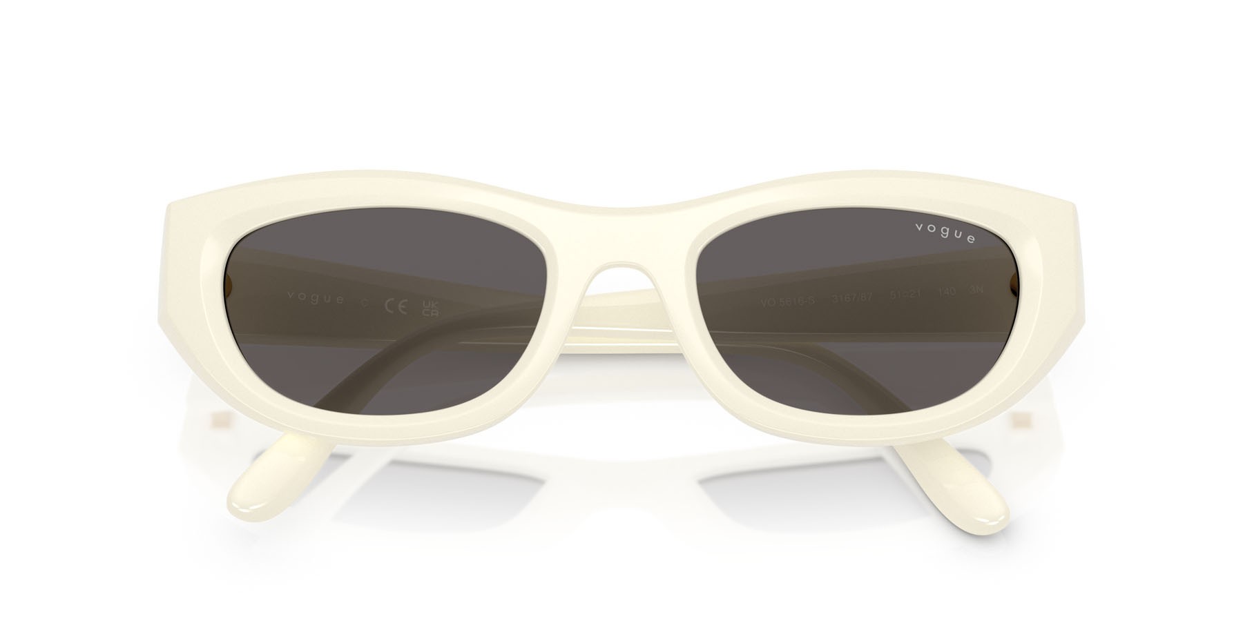 Occhiali da sole Vogue VO 5616S (316787) colore full ivory forma cat eye lenti nero/grigio fumo