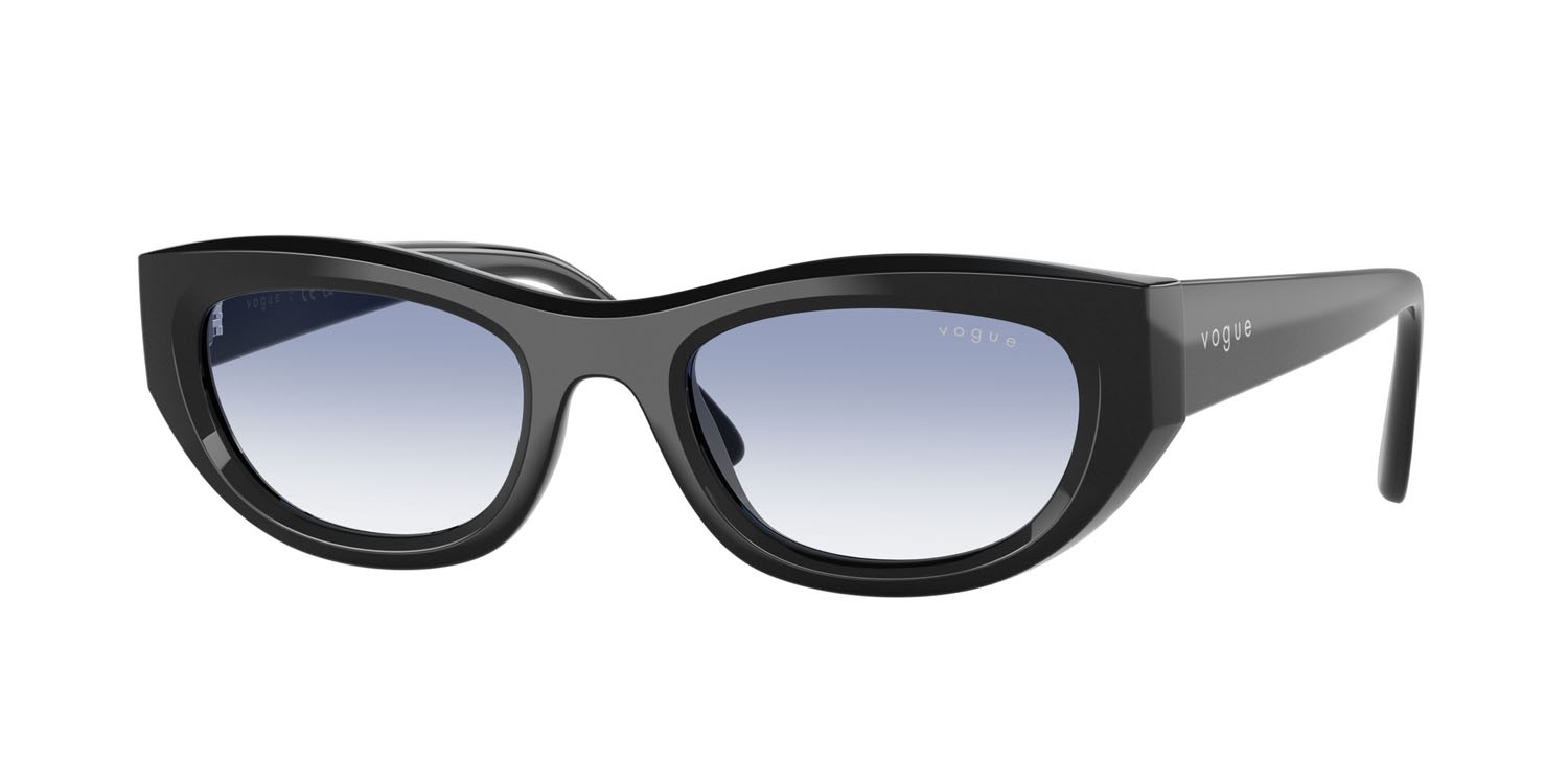 Sunglasses Vogue VO 5616S (W44/19) color nero shape cat eye lenses trasparente sfumato azzurro