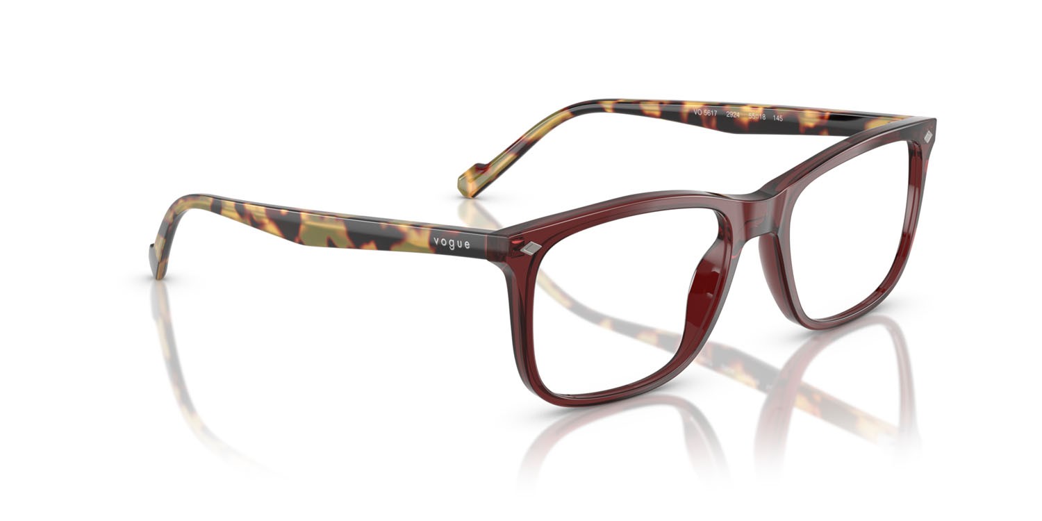 Eyeglasses Vogue VO 5617 (2924) color bordeaux trasparente shape square lenses lente demo