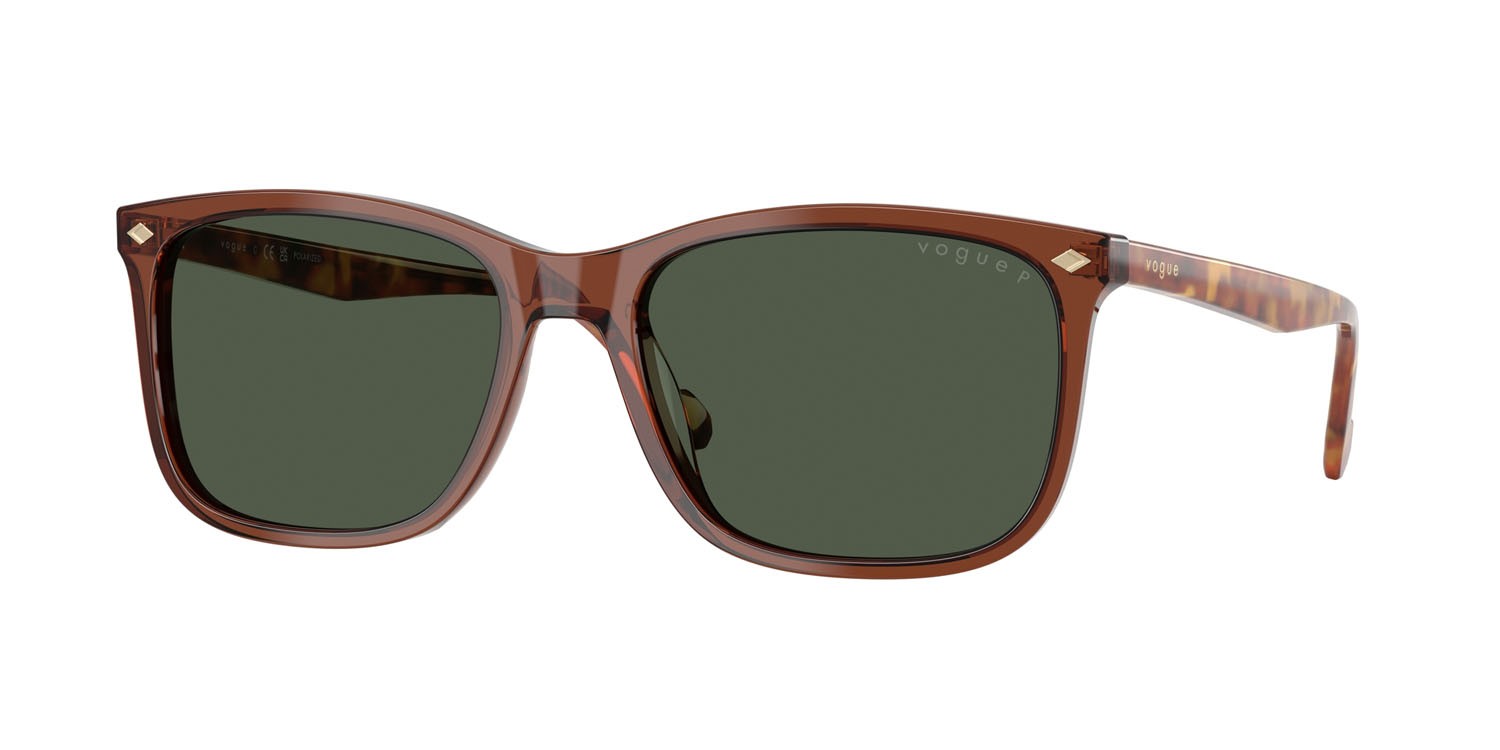 Occhiali da sole Vogue VO 5618S (32029A) colore marrone trasparente forma quadrato lenti polar verde scuro