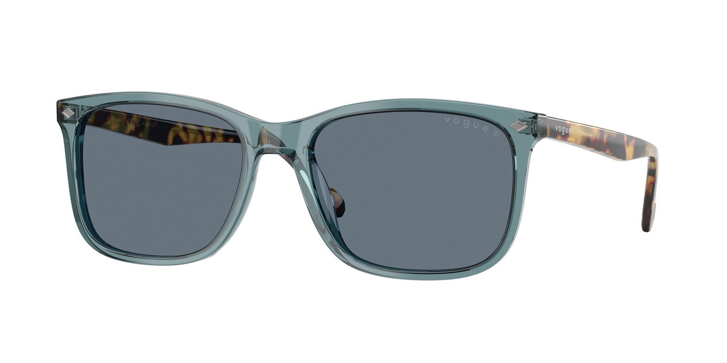Occhiali da sole Vogue VO 5618S (32034Y) colore petrolio trasparente forma quadrato lenti polarizzata blu scuro