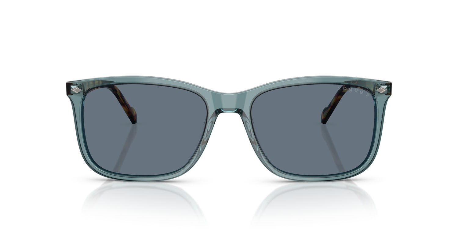 Occhiali da sole Vogue VO 5618S (32034Y) colore petrolio trasparente forma quadrato lenti polarizzata blu scuro