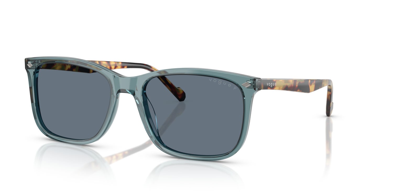 Occhiali da sole Vogue VO 5618S (32034Y) colore petrolio trasparente forma quadrato lenti polarizzata blu scuro