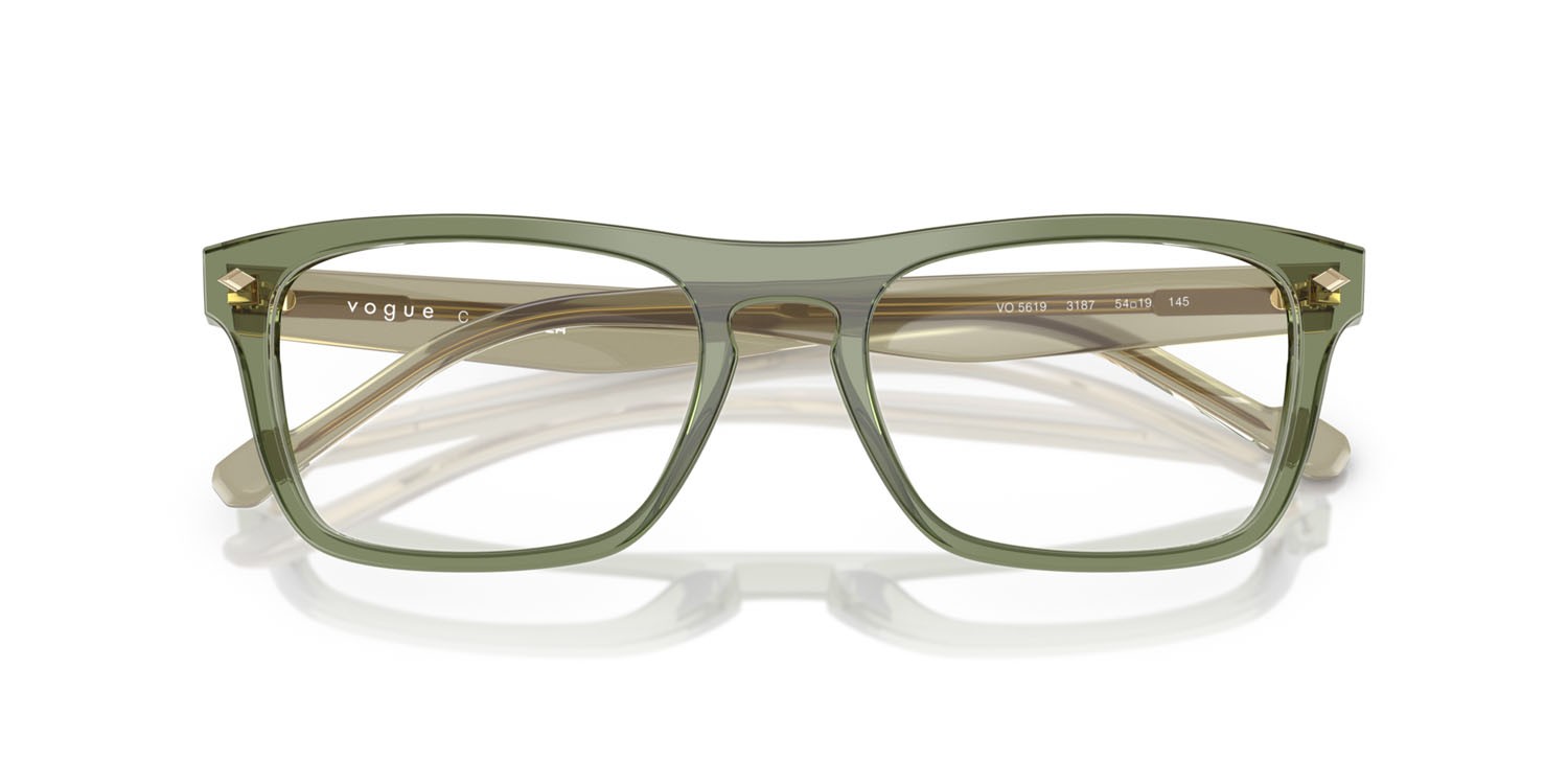 Occhiali da vista Vogue VO 5619 (3187) colore verde trasparente forma quadrato lenti lente demo