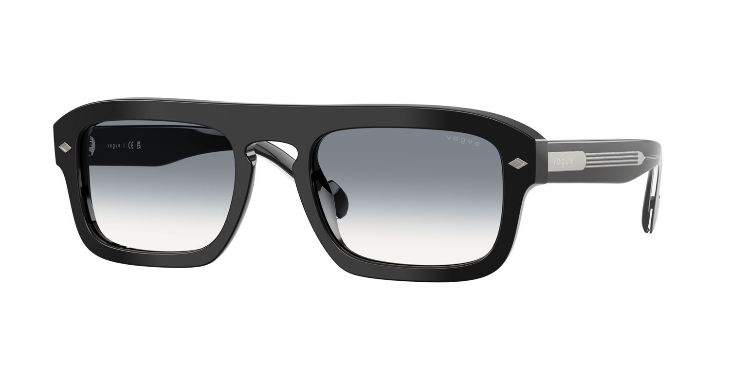Occhiali da sole Vogue VO 5620S (W44/79) colore nero forma irregolare lenti trasparente sfumato blu