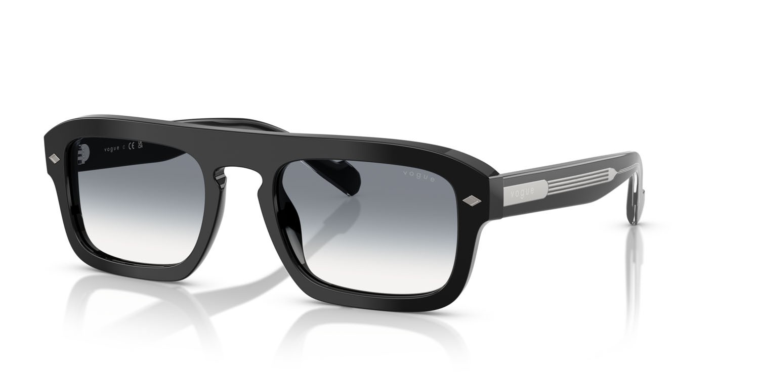 Occhiali da sole Vogue VO 5620S (W44/79) colore nero forma irregolare lenti trasparente sfumato blu