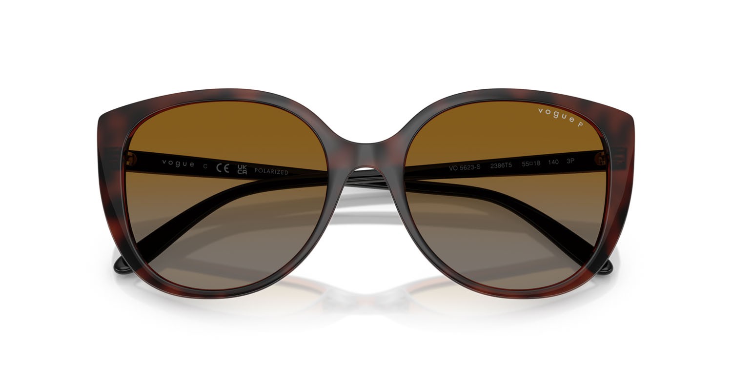 Sunglasses Vogue VO 5623S (2386T5) color top havana scuro/marrone chiaro shape butterfly lenses polarizzata grigio sfumato marrone