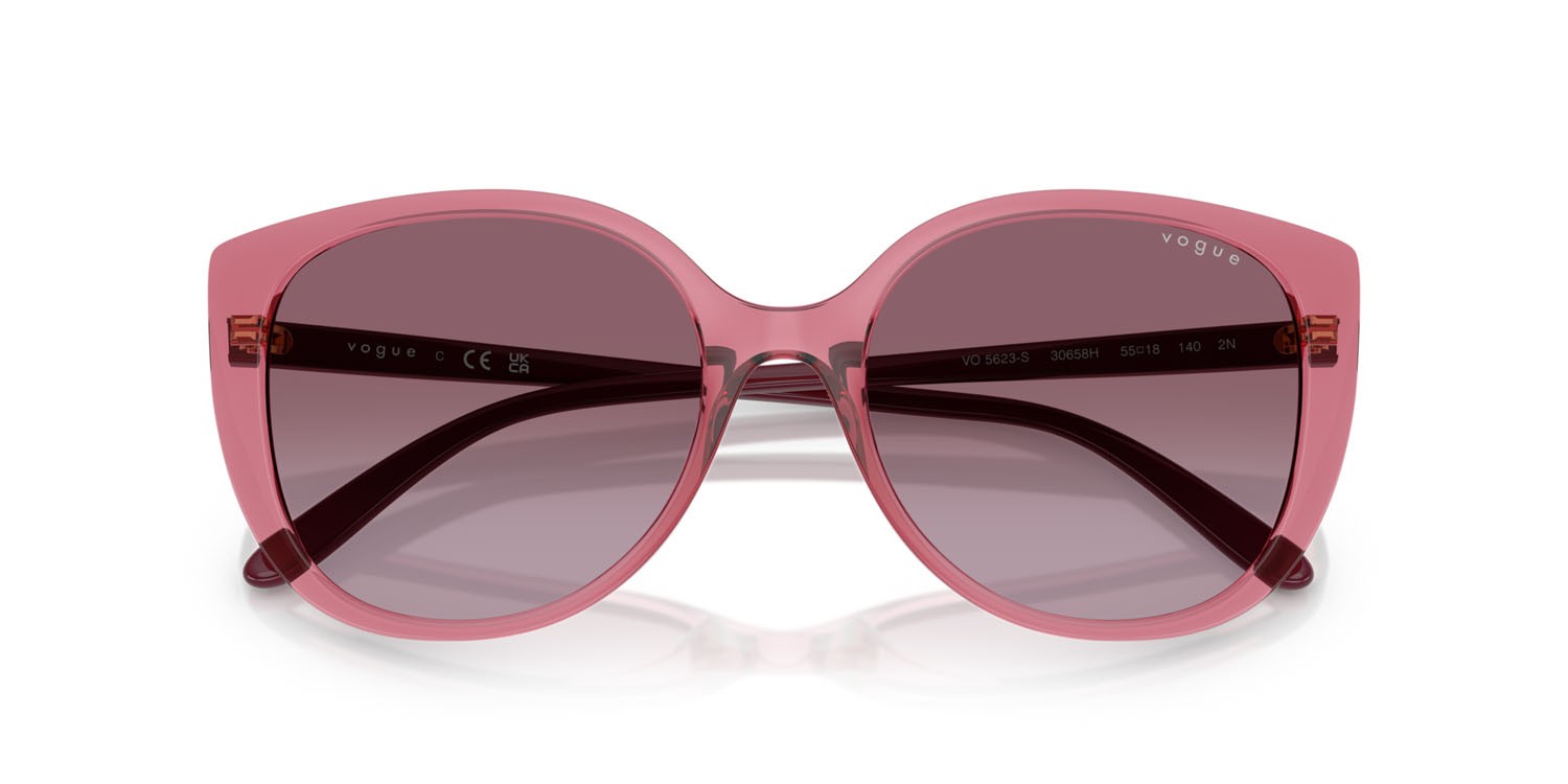 Occhiali da sole Vogue VO 5623S (30658H) colore viola trasparente forma farfalla lenti violetto sfumato