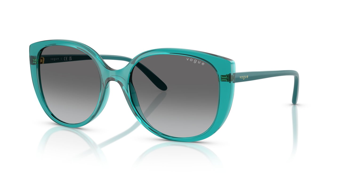 Sunglasses Vogue VO 5623S (319111) color petrolio trasparente shape butterfly lenses sfumato grigio