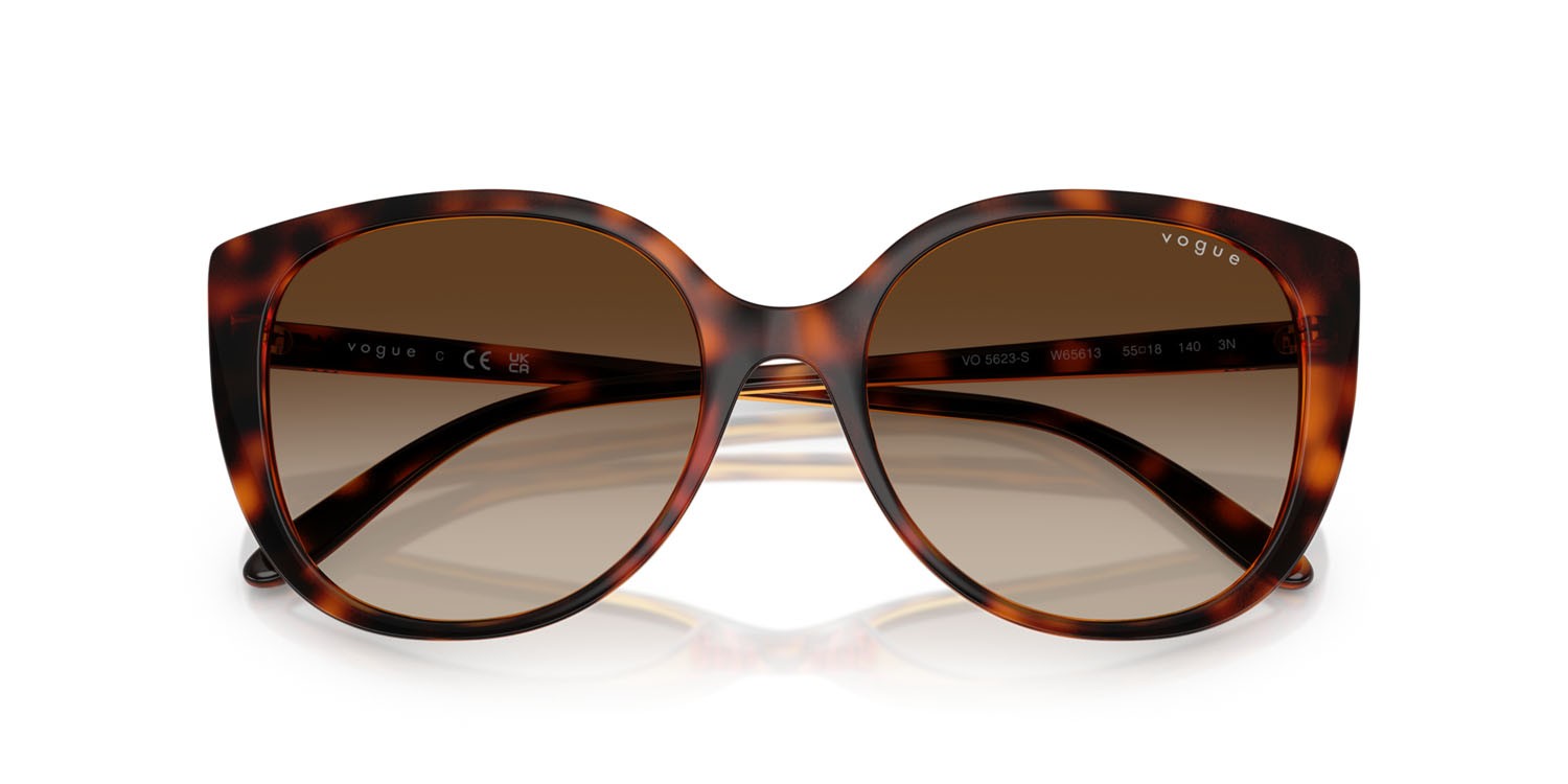Sunglasses Vogue VO 5623S (W65613) color havana scuro shape butterfly lenses marrone sfumato