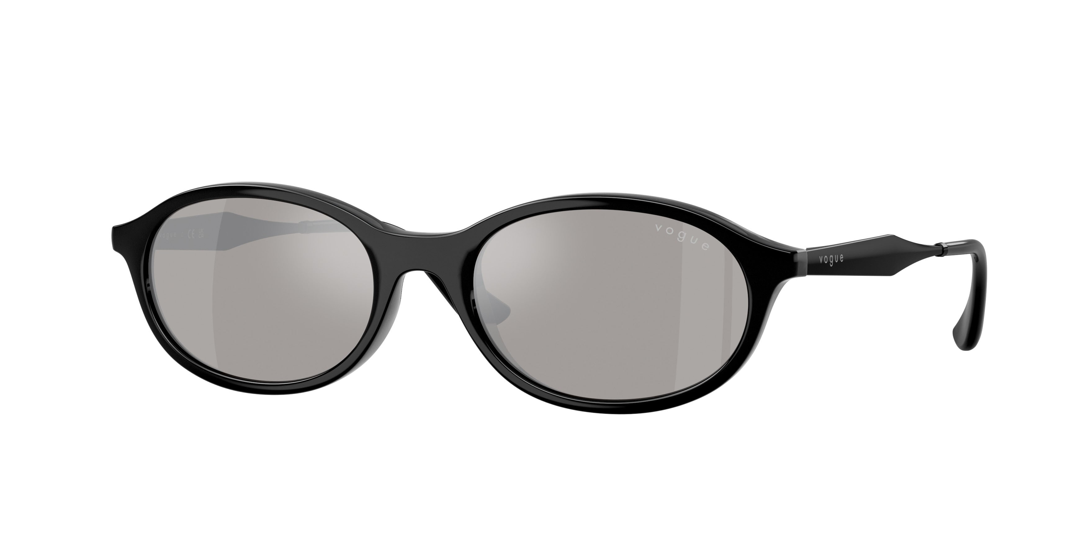 Occhiali da sole Vogue VO 5625S (W44/6G) colore nero forma ovale lenti grigio chiaro specchiato argento
