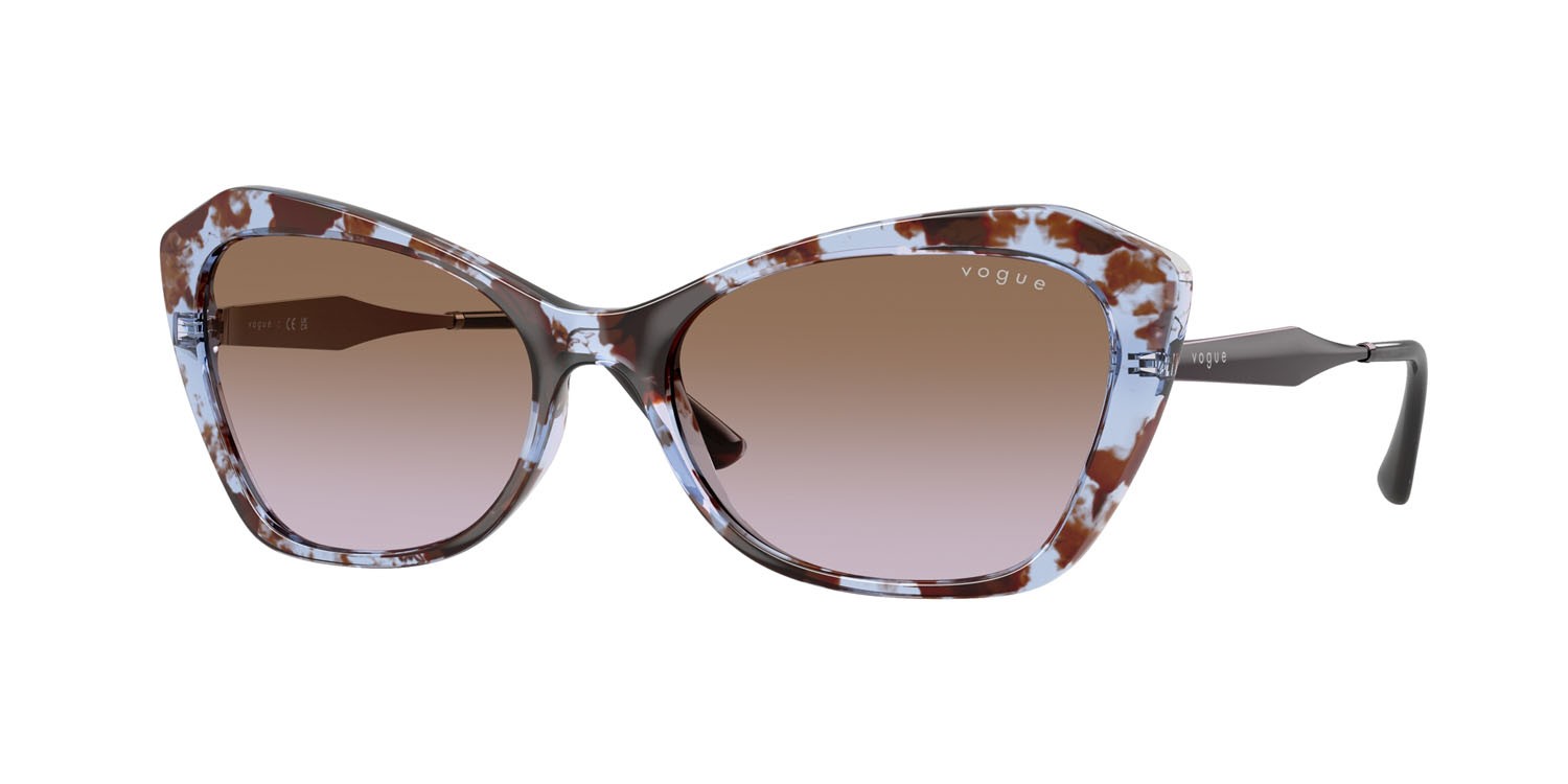 Occhiali da sole Vogue VO 5626S (320168) colore blu havana forma irregolare lenti violetto sfumato marrone
