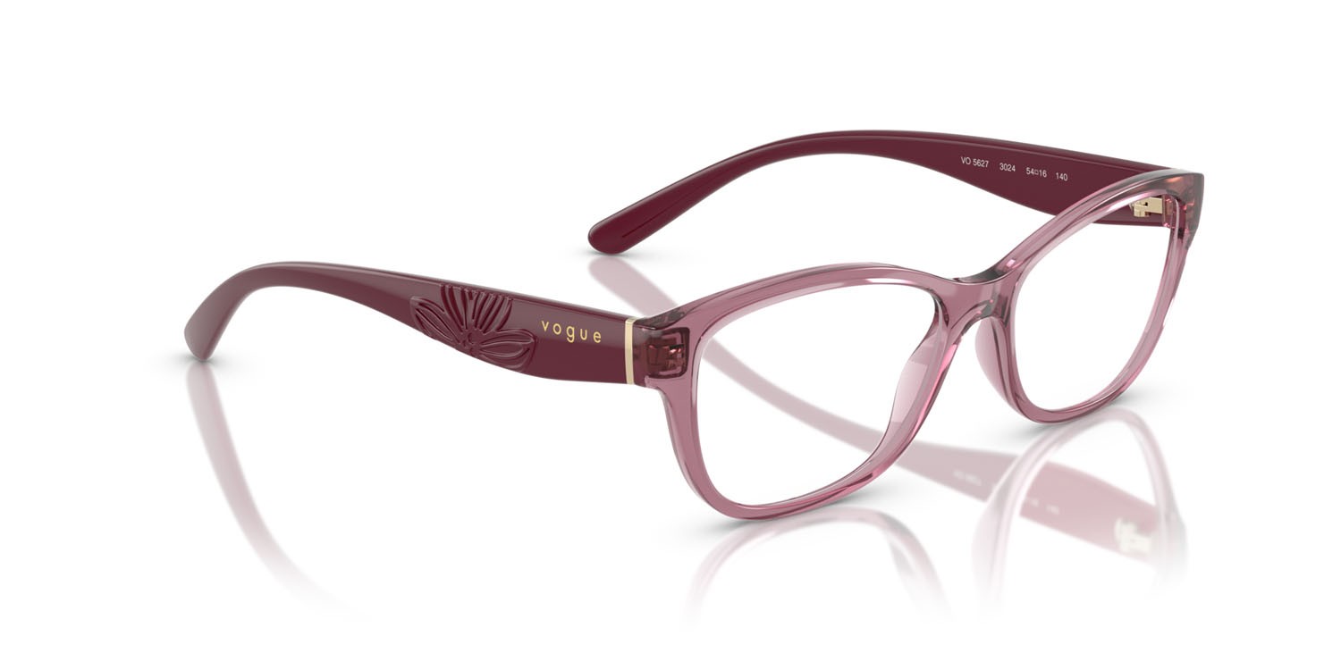 Eyeglasses Vogue VO 5627 (3024) color rosa scuro trasparente shape butterfly lenses lente demo