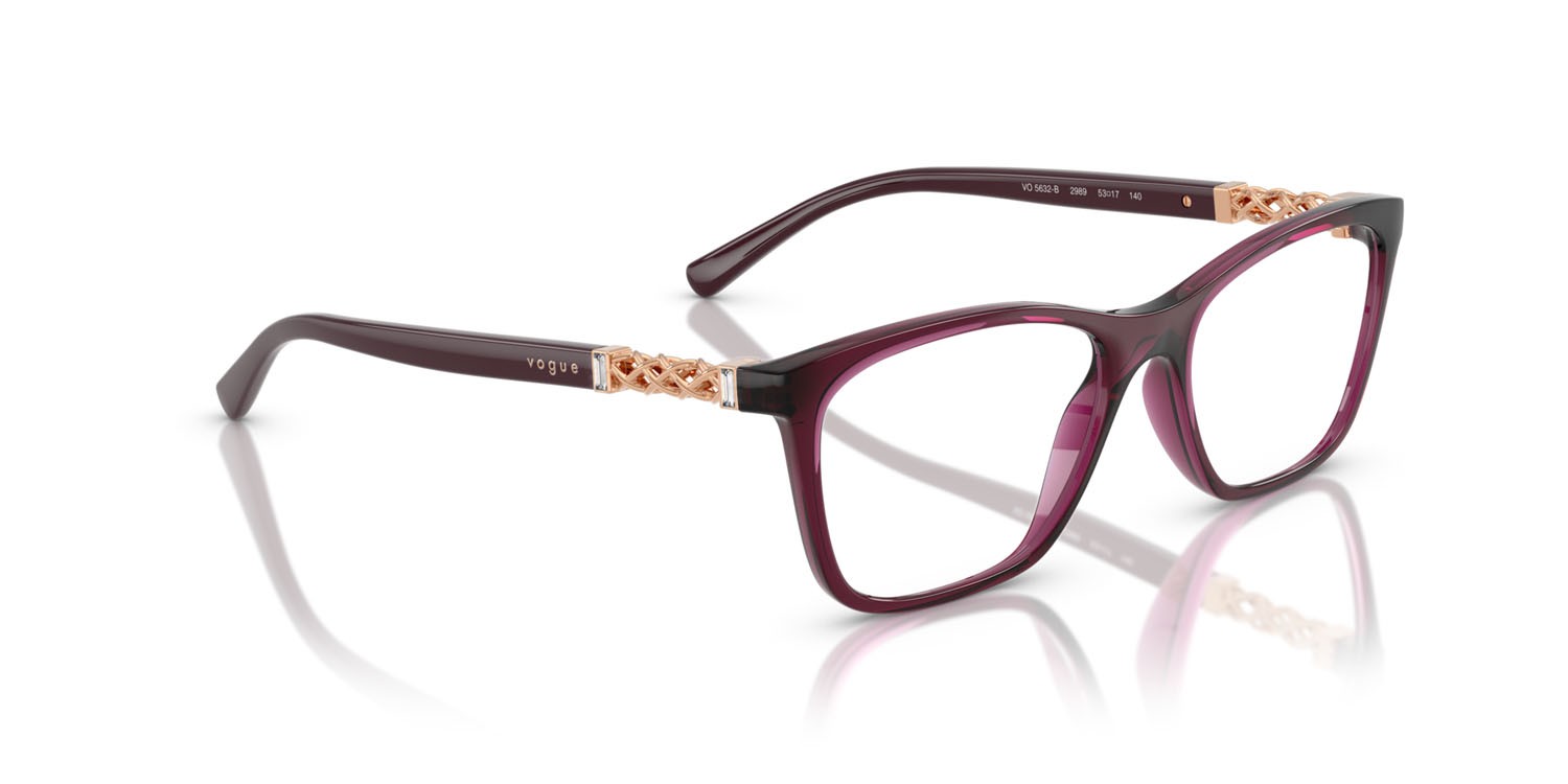 Eyeglasses Vogue VO 5632B (2989) color rosso ciliegia trasparente shape square lenses lente demo