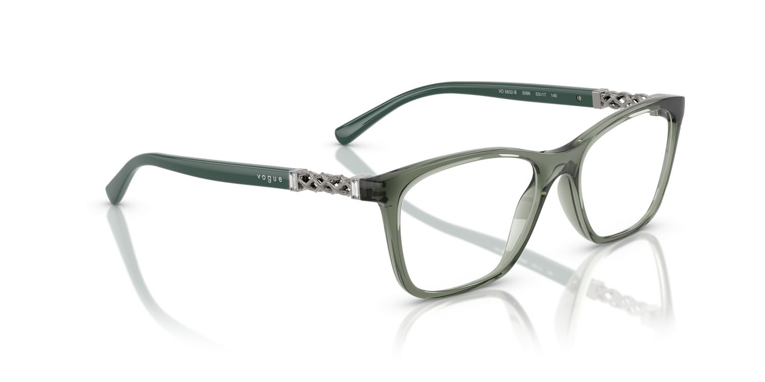 Eyeglasses Vogue VO 5632B (3086) color verde germano reale trasparente shape square lenses lente demo