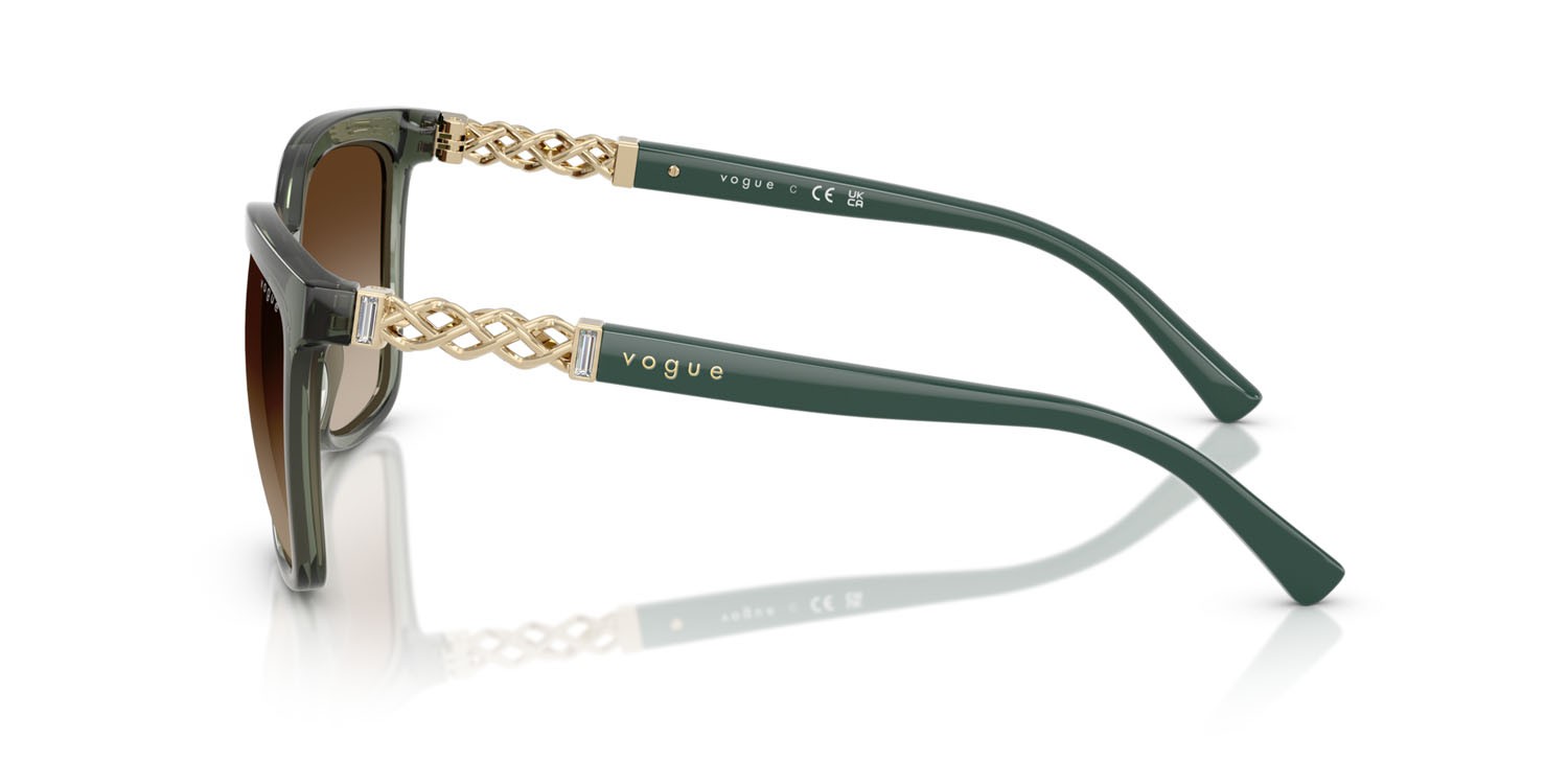 Occhiali da sole Vogue VO 5633SB (308613) colore verde germano reale trasparente forma quadrato lenti marrone sfumato