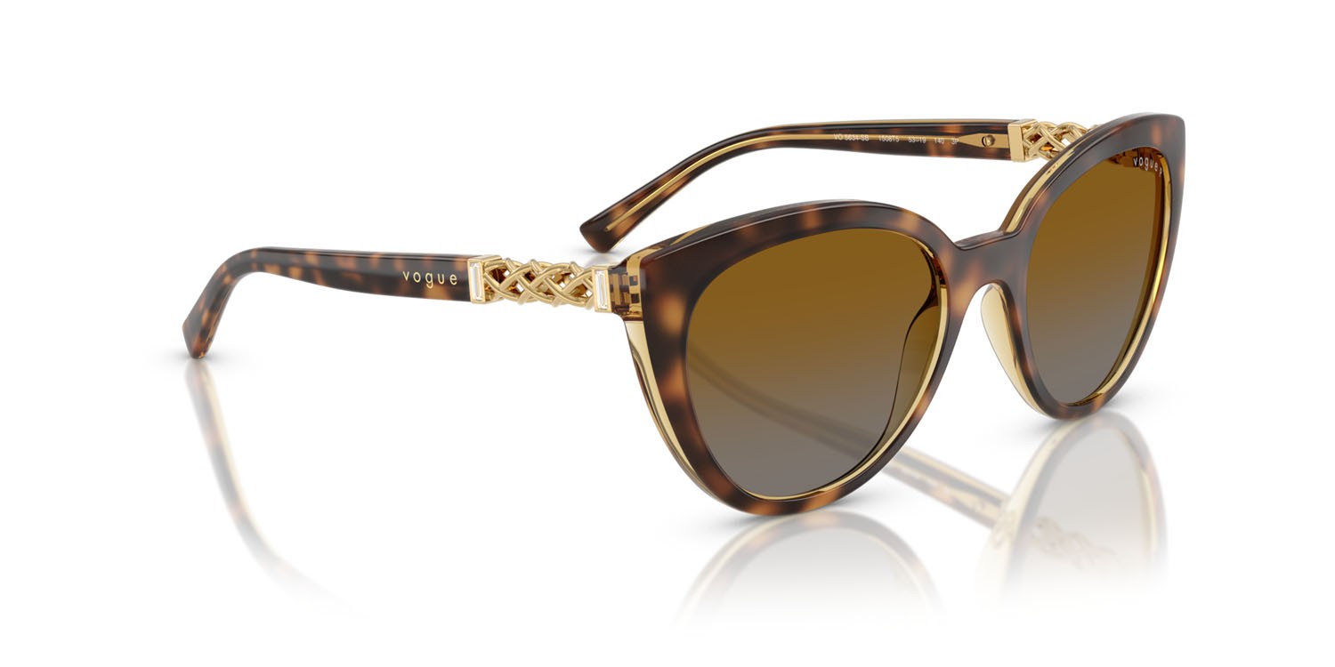 Occhiali da sole Vogue VO 5634SB (1508T5) colore havana scuro striato forma cat eye lenti polarizzata grigio sfumato marrone