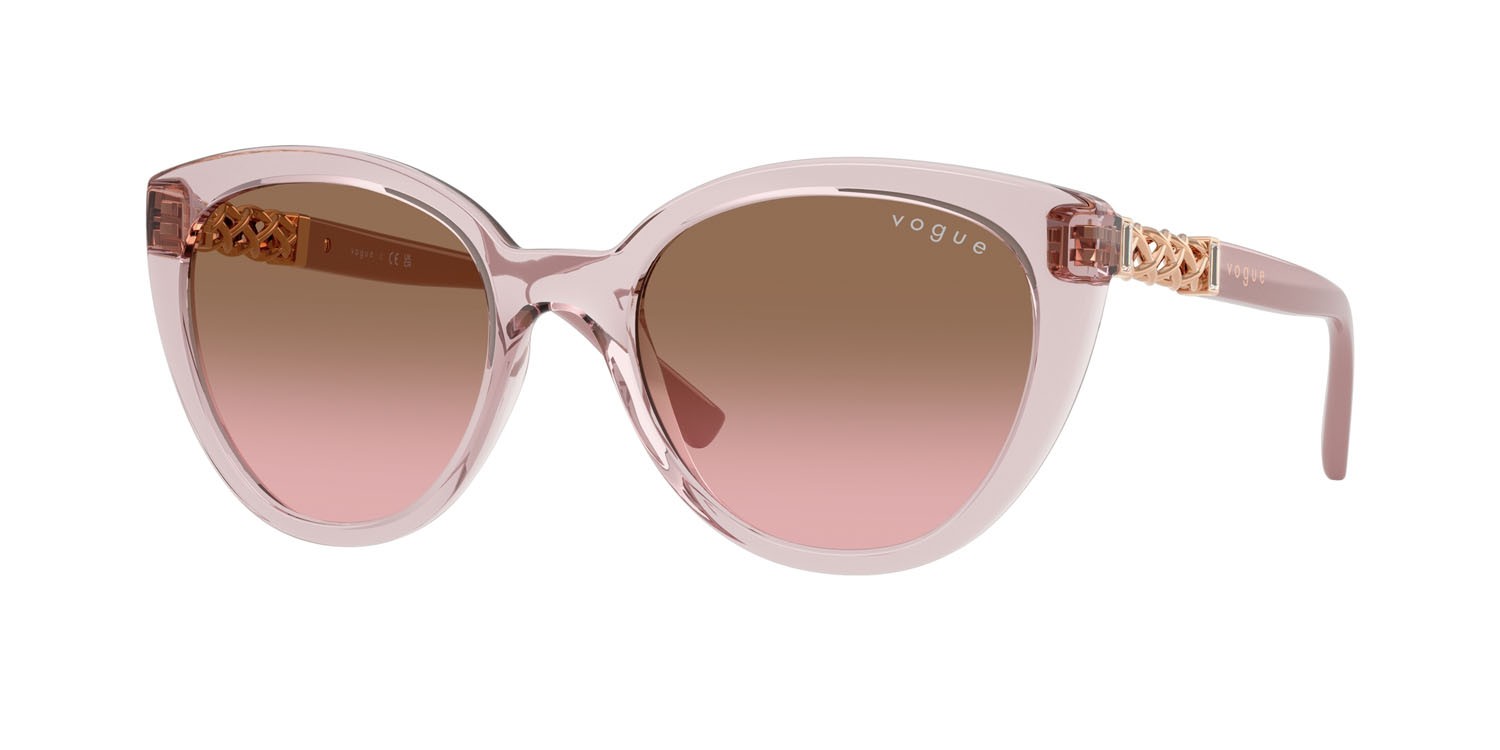 Sunglasses Vogue VO 5634SB (282814) color rosa trasparente shape cat eye lenses rosa sfumato marrone