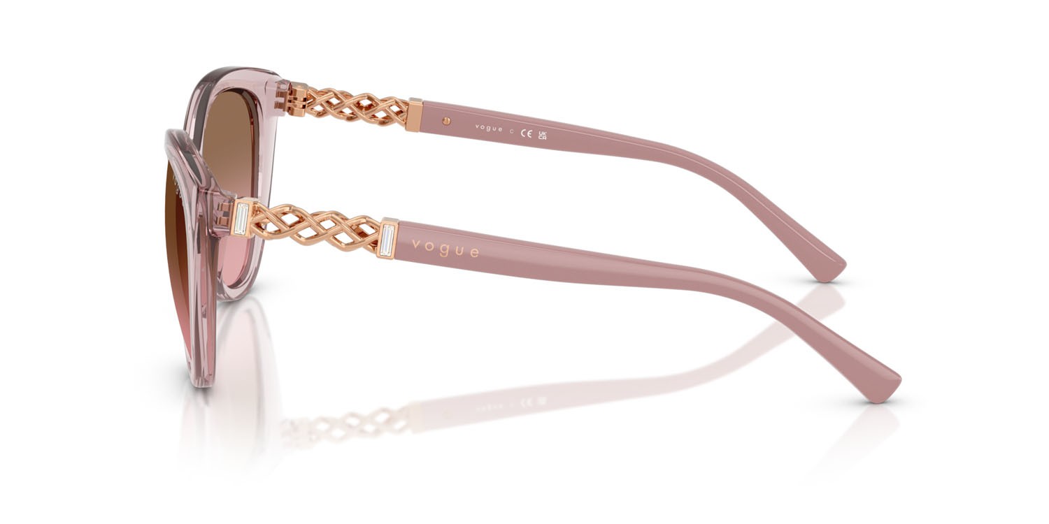 Sunglasses Vogue VO 5634SB (282814) color rosa trasparente shape cat eye lenses rosa sfumato marrone