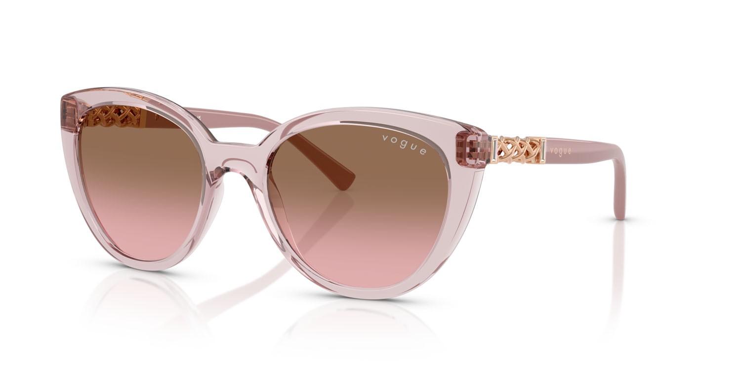 Sunglasses Vogue VO 5634SB (282814) color rosa trasparente shape cat eye lenses rosa sfumato marrone