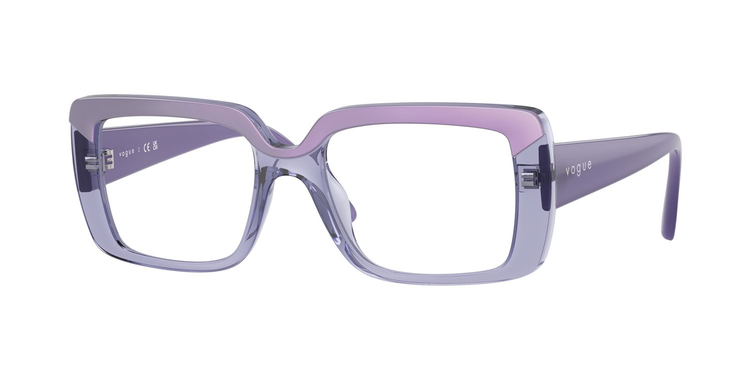 Eyeglasses Vogue VO 5636U (3223) color top violetto/violetto trasparente shape rectangle lenses lente demo