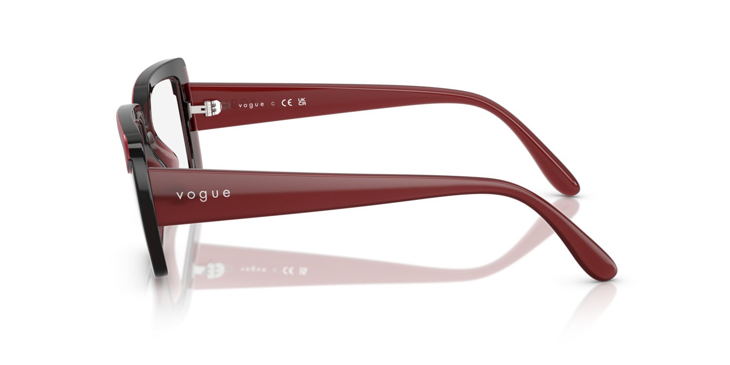 Eyeglasses Vogue VO 5636U (3225) color top rosso/rosso trasparente shape rectangle lenses lente demo