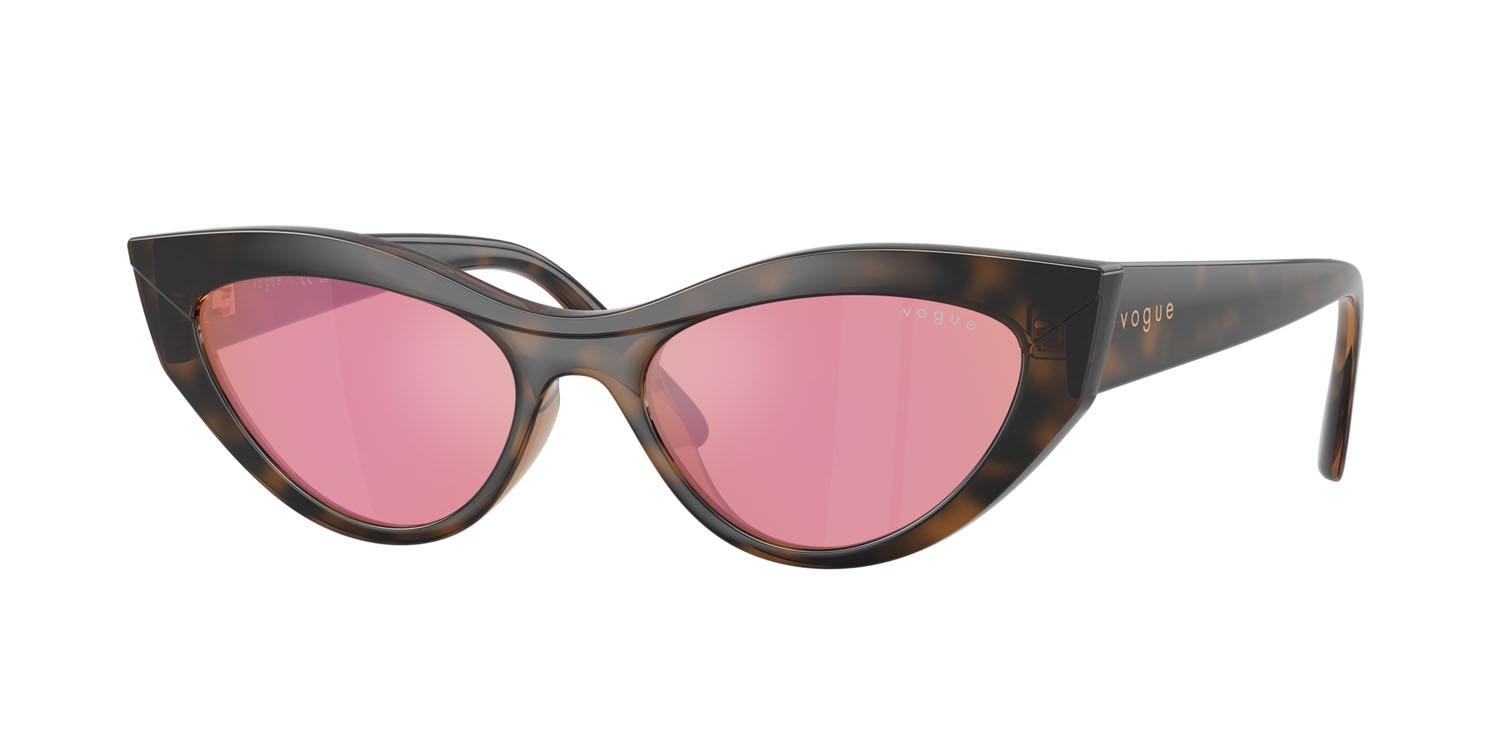 Sunglasses Vogue VO 5637SU (2386F6) color top havana/marrone chiaro shape cat eye lenses rosa scuro specchiato rosso