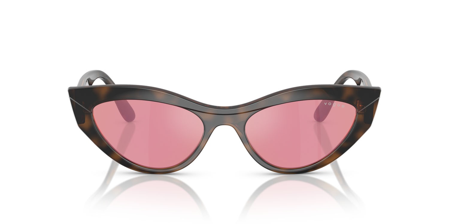 Sunglasses Vogue VO 5637SU (2386F6) color top havana/marrone chiaro shape cat eye lenses rosa scuro specchiato rosso