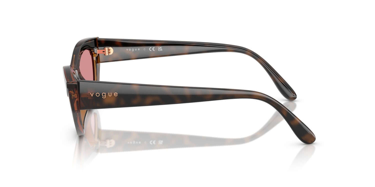 Sunglasses Vogue VO 5637SU (2386F6) color top havana/marrone chiaro shape cat eye lenses rosa scuro specchiato rosso