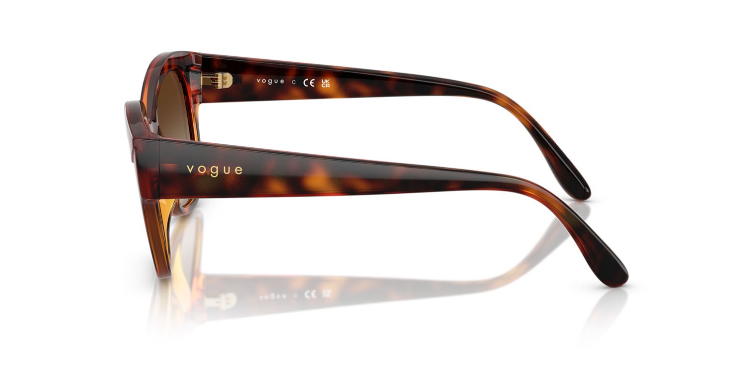 Sunglasses Vogue VO 5638SU (W65613) color havana scuro shape butterfly lenses marrone sfumato