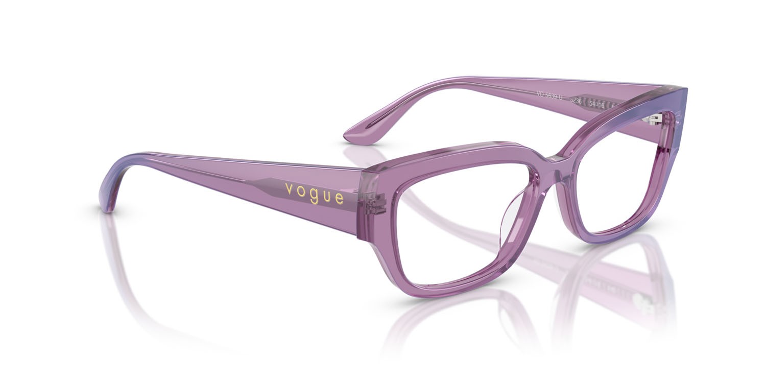 Eyeglasses Vogue VO 5639U (3236) color viola perlato trasparente shape square lenses lente demo