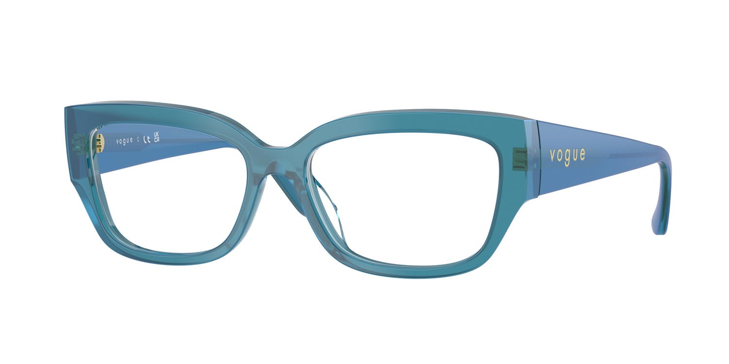 Occhiali da vista Vogue VO 5639U (3237) colore blu perlato trasparente forma quadrato lenti lente demo