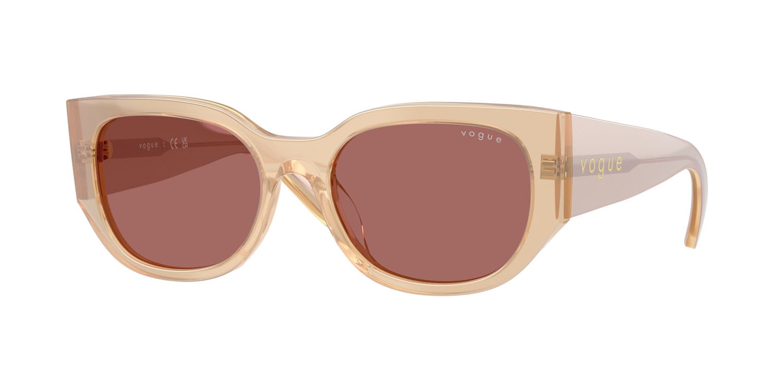 Sunglasses Vogue VO 5641SU (323469) color panna perlato trasparente shape irregular lenses violetto scuro