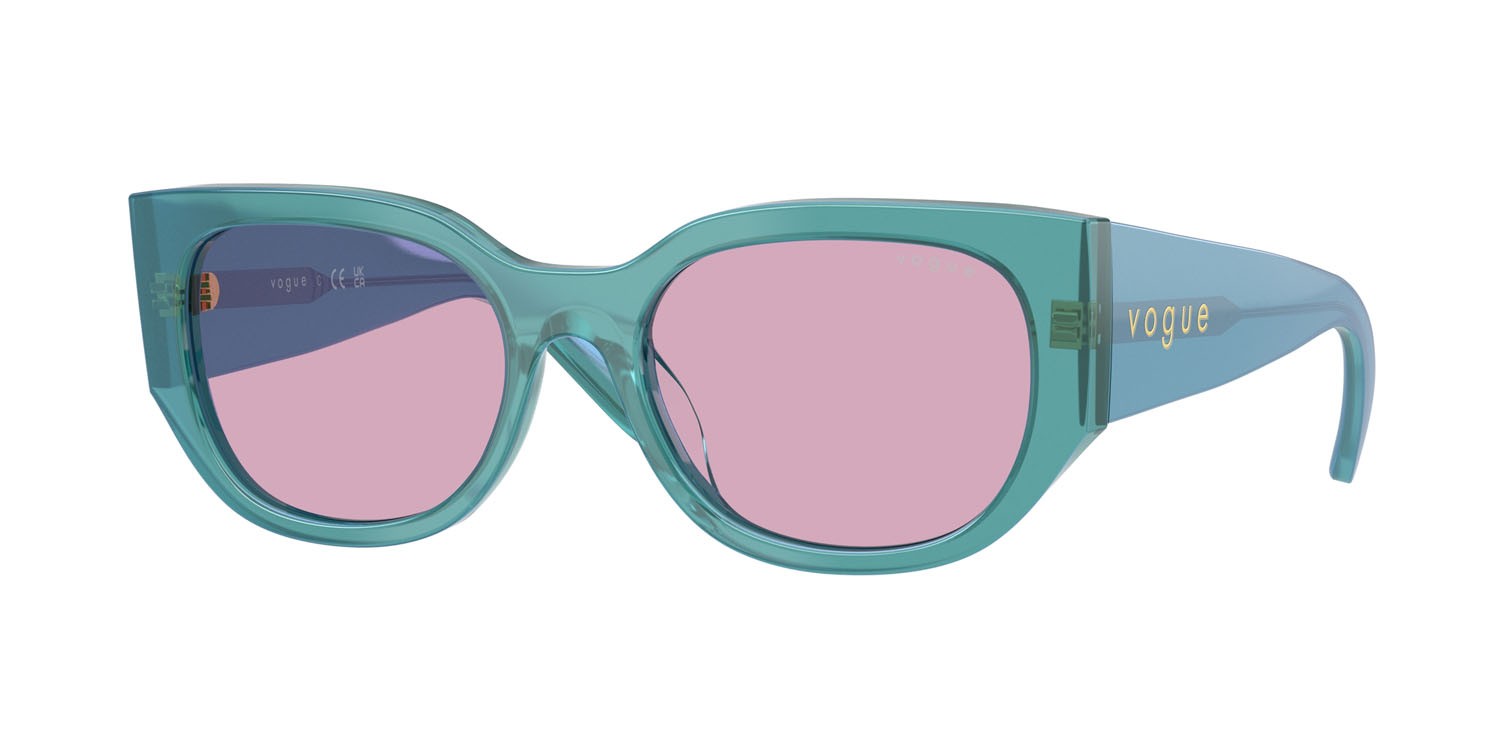 Sunglasses Vogue VO 5641SU (323576) color verde perlato trasparente shape irregular lenses viola