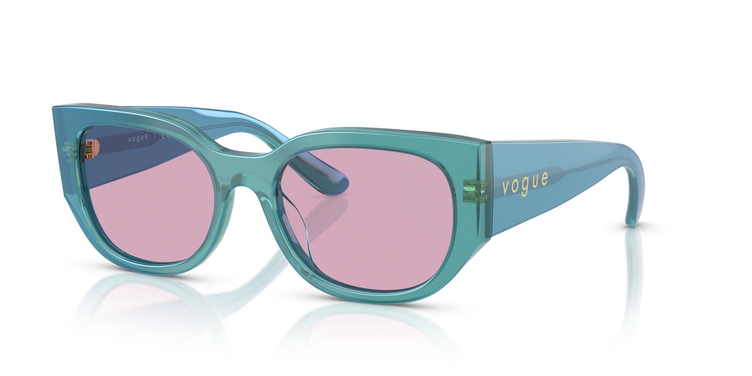 Sunglasses Vogue VO 5641SU (323576) color verde perlato trasparente shape irregular lenses viola