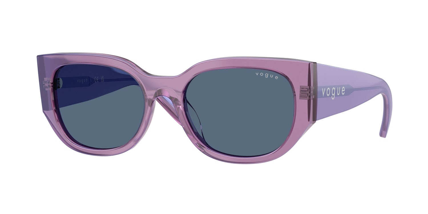 Sunglasses Vogue VO 5641SU (323680) color viola perlato trasparente shape irregular lenses blu scuro