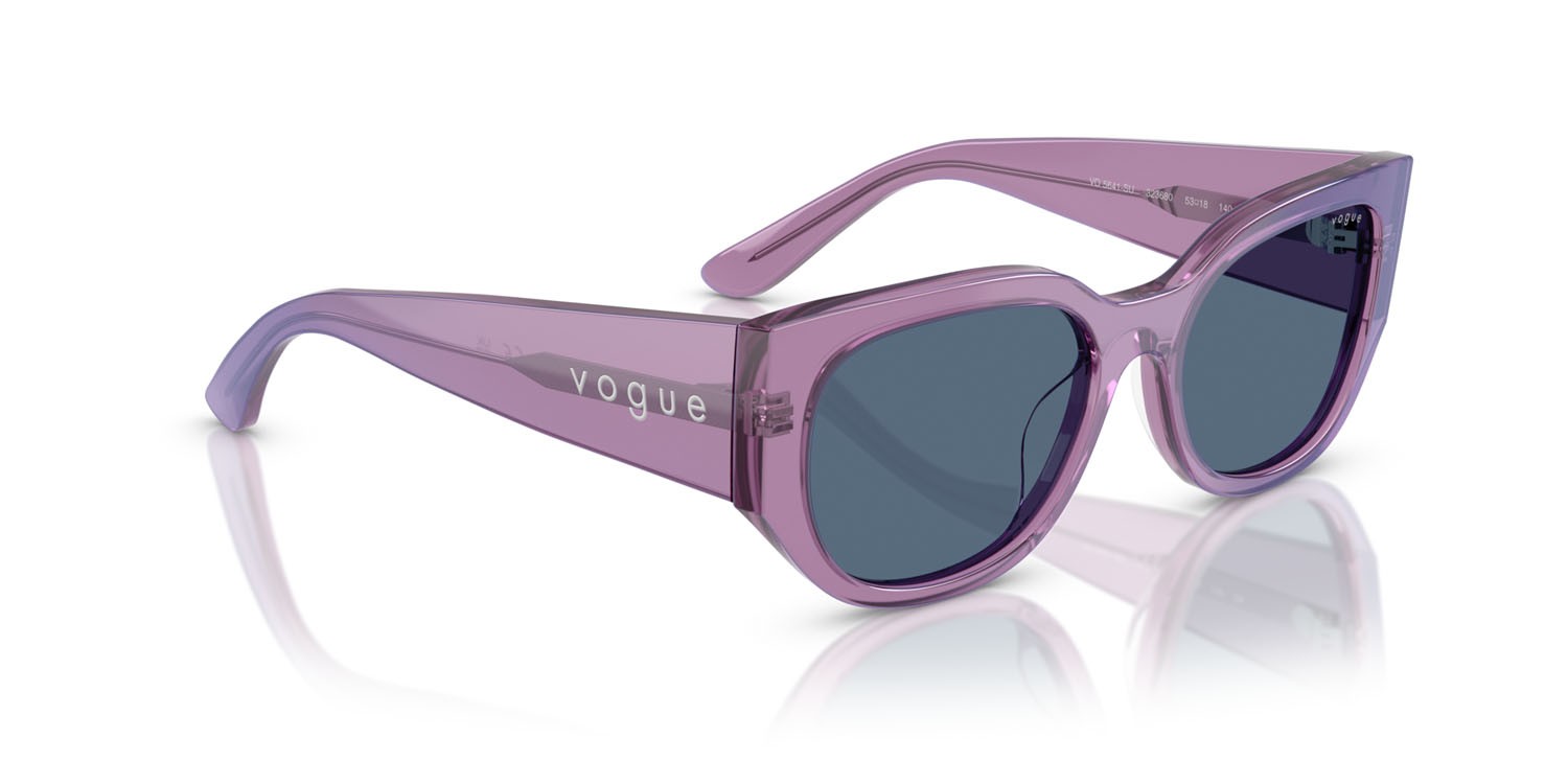 Sunglasses Vogue VO 5641SU (323680) color viola perlato trasparente shape irregular lenses blu scuro