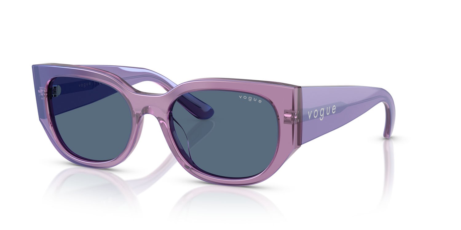 Sunglasses Vogue VO 5641SU (323680) color viola perlato trasparente shape irregular lenses blu scuro