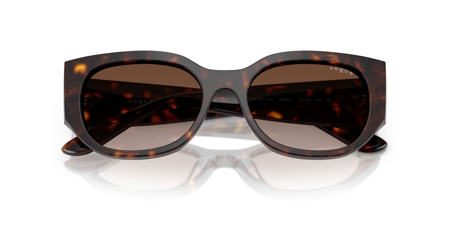 Sunglasses Vogue VO 5641SU (W65613) color havana scuro shape irregular lenses marrone sfumato