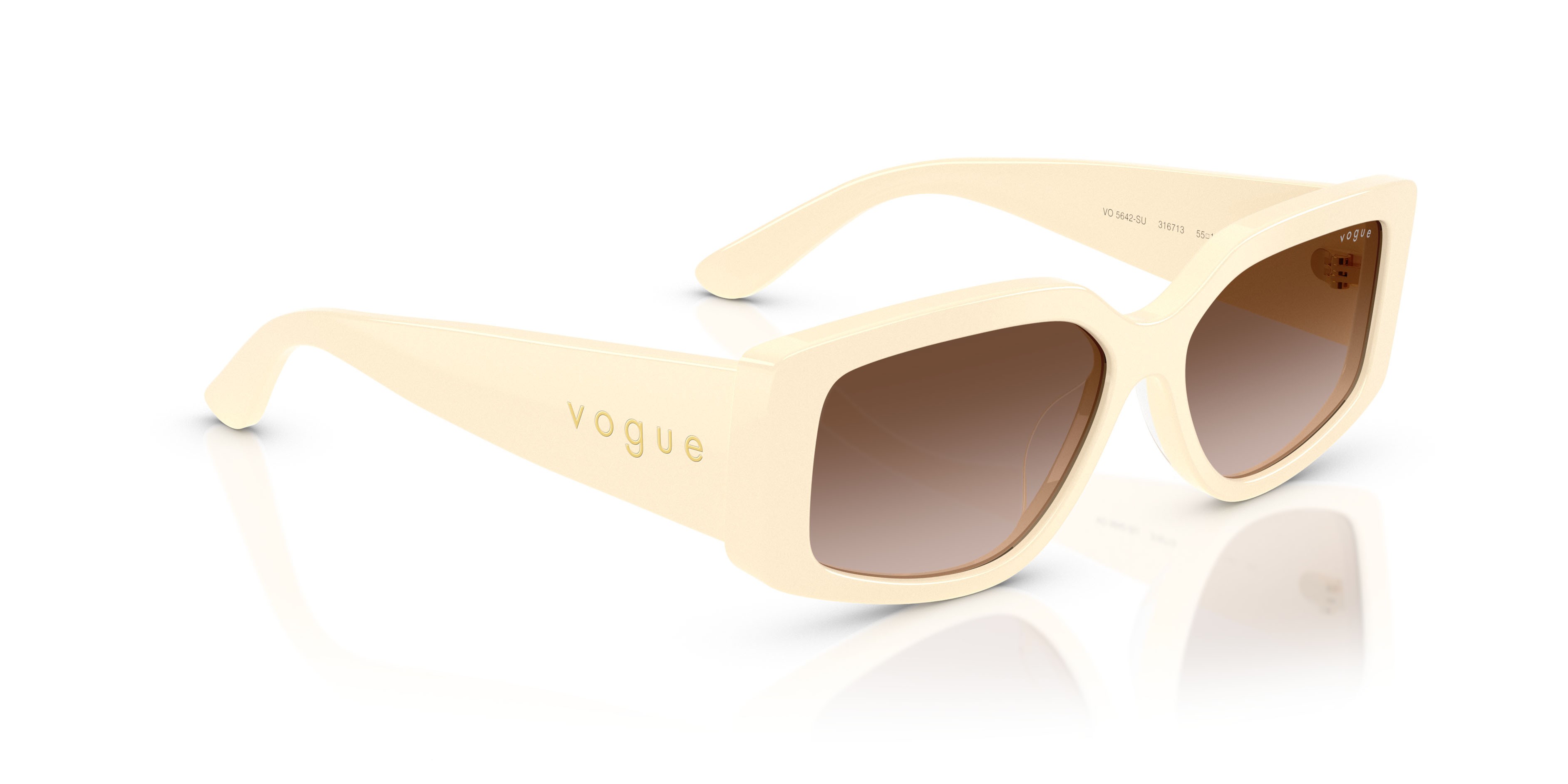 Sunglasses Vogue VO 5642SU (316713) color full ivory shape rectangle lenses marrone sfumato