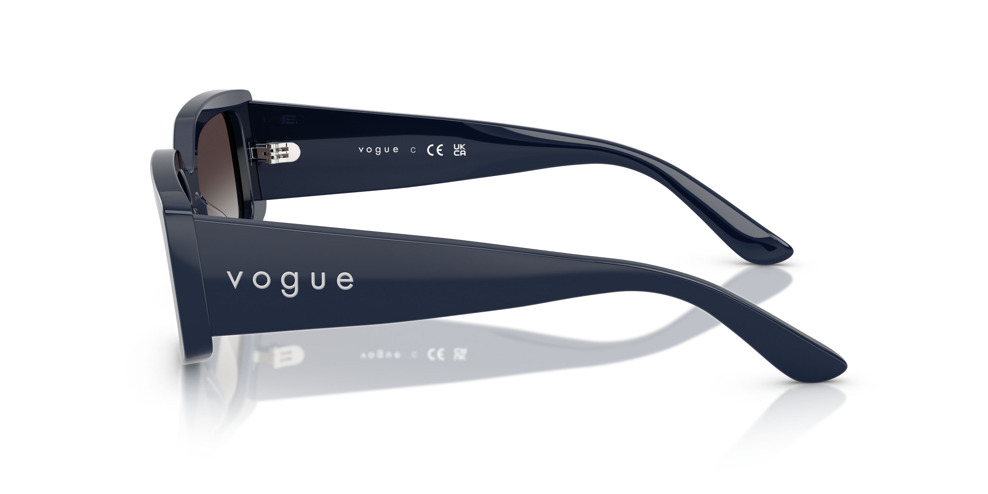 Occhiali da sole Vogue VO 5642SU (32408G) colore blu pieno forma rettangolare lenti sfumato grigio