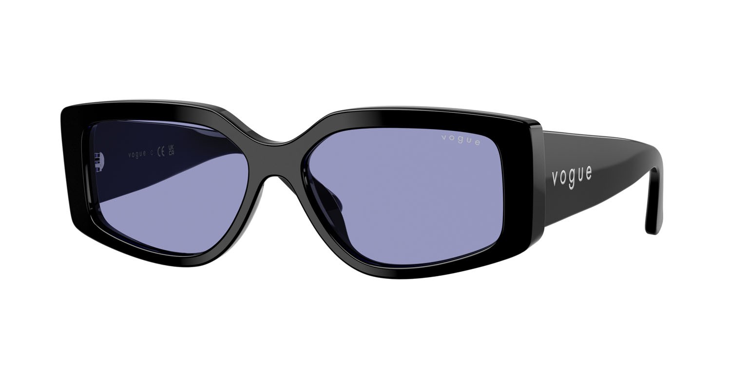 Sunglasses Vogue VO 5642SU (W44/76) color nero shape rectangle lenses violetto scuro
